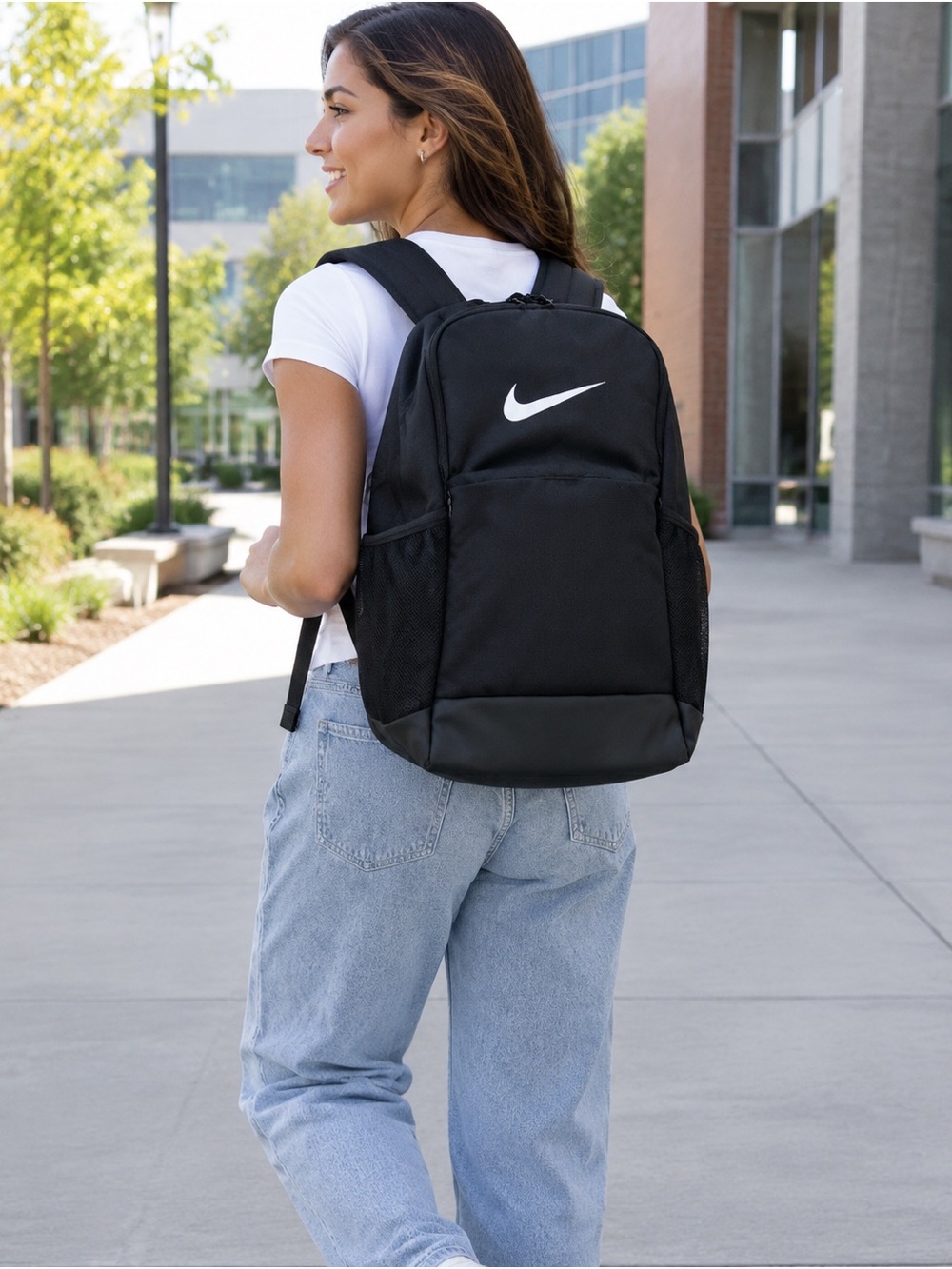 Nike Black Backpack with White Swoosh - Men's Everyday Pack